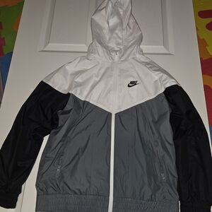 Nike White and Gray Windbreaker Jacket